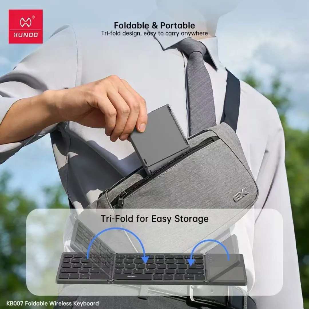 XUNDD Foldable Wireless Bluetooth Keyboard with Touchpad | Multiple Device Connection