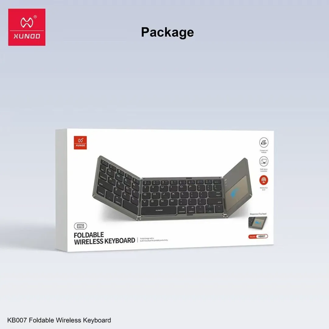 XUNDD Foldable Wireless Bluetooth Keyboard with Touchpad | Multiple Device Connection