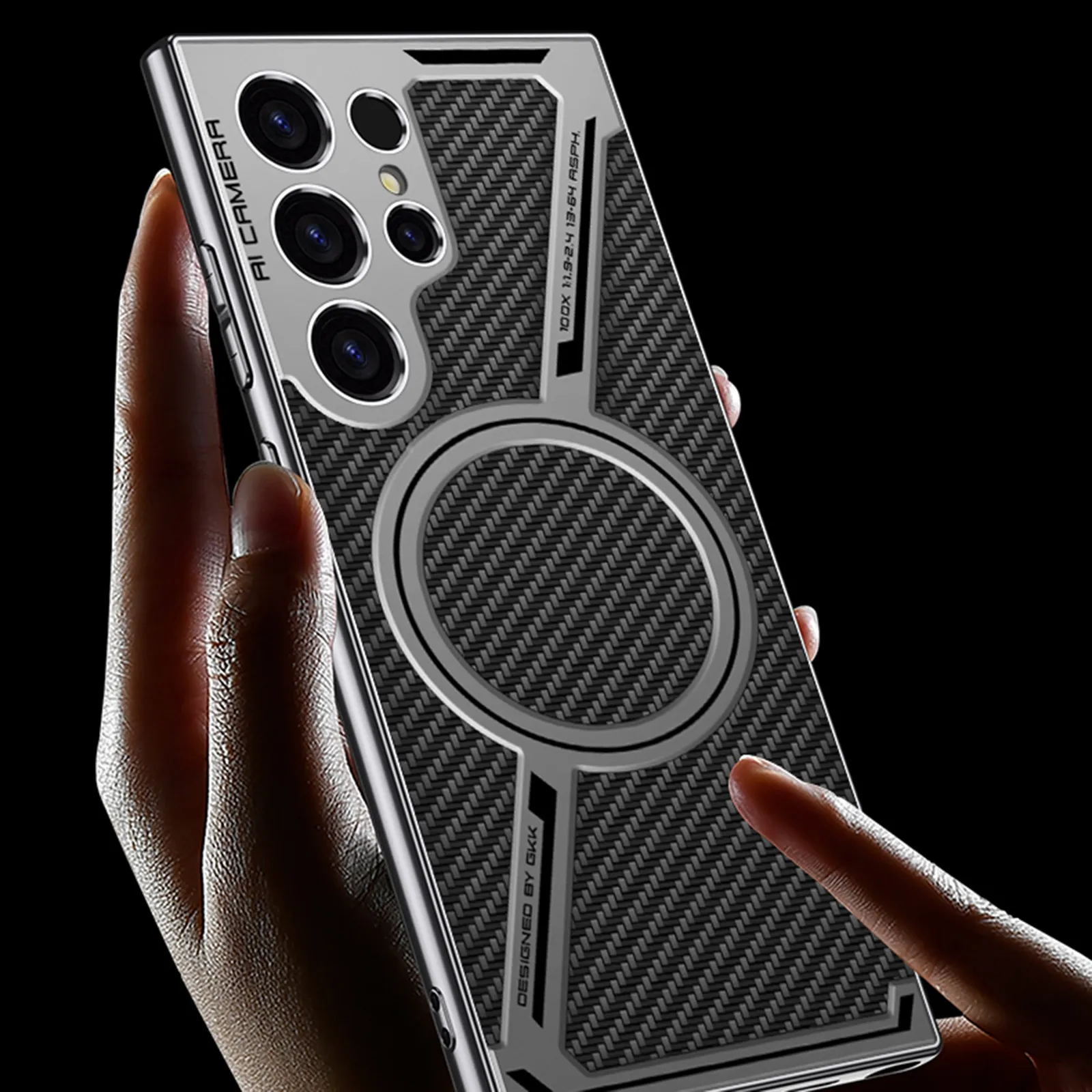 Samsung Galaxy S24 Ultra Carbon Fibre Ultra Hybrid Z Case with Magnetic Charging - Black