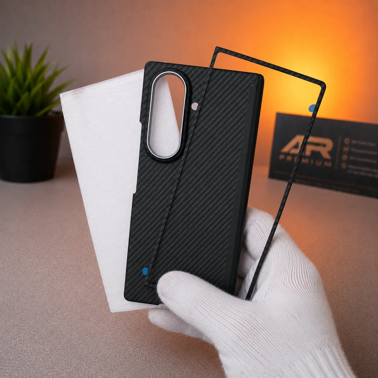 Samsung Galaxy Z Fold 7 Carbon Fiber Case with Tempered Glass