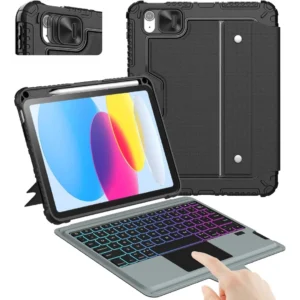 Nillkin iPad A16 11th Gen Backlit Keyboard Case Cover | Detachable RGB Keyboard with Stand & Shockproof Protection Black
