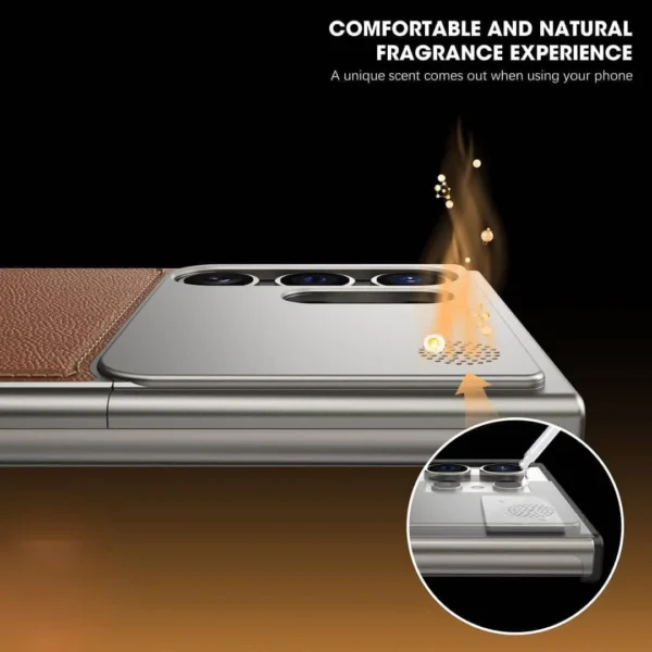 NJOYNY Aluminum Leather Case for Galaxy S23 Ultra | MagSafe Aroma Cover