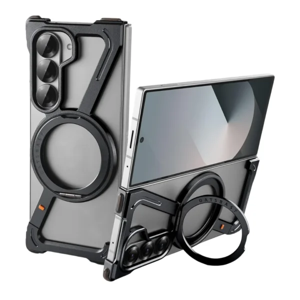 Z Shaped Metal MagSafe Bumper Case Galaxy Z Fold 6 | Metal Case with Kickstand | Bare Feel Rimless Phone Cover