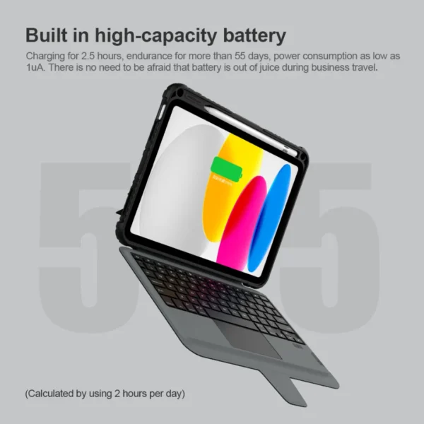 Nillkin iPad A16 Keyboard Case | iPad 11th & 10th Generation Case with Trackpad & Keyboard | Detachable Cover with Pencil Holder