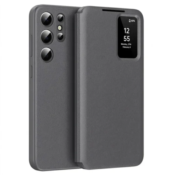 Samsung S25 Ultra Flip Case | Smart View Leather Wallet Cover Card Holder Protective Premium Phone Case