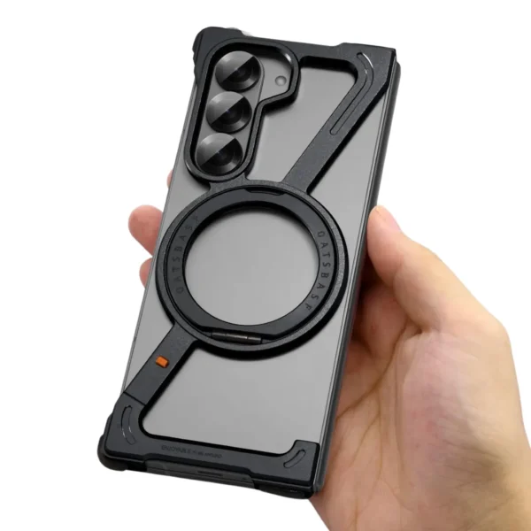 Z Shaped Metal MagSafe Bumper Case Galaxy Z Fold 6 | Metal Case with Kickstand | Bare Feel Rimless Phone Cover