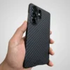 Samsung Galaxy S25 Ultra Carbon Fiber Texture Case Cover | Ultra Slim Lightweight Shockproof Back Cover Black
