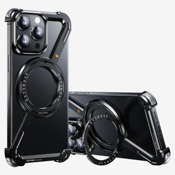 Z Shaped Metal MagSafe Bumper Case iPhone 16 Pro / 16 Pro Max | Metal Case with Kickstand | Bare Feel Rimless Phone Cover