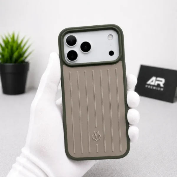 RIMOWA Aluminium Stripes Case for iPhone 17 Pro Max - Premium Liquid Silicone Shockproof Protective Cover