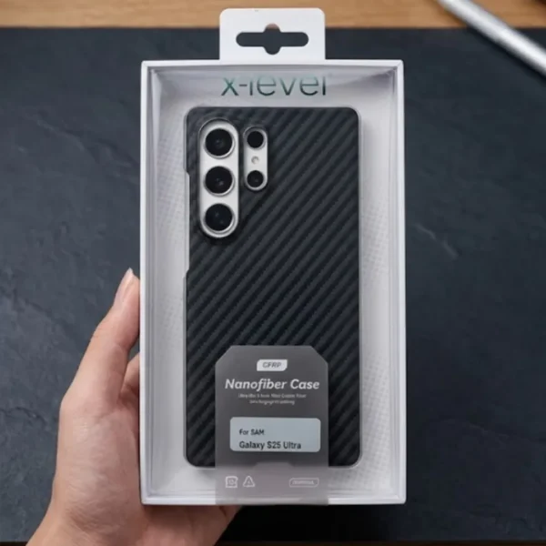 Samsung Galaxy S24 Ultra Carbon Fiber Texture Case Cover | Ultra Slim Lightweight Shockproof Back Cover Black