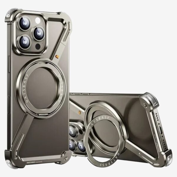 Z Shaped Metal MagSafe Bumper Case iPhone 16 Pro / 16 Pro Max | Metal Case with Kickstand | Bare Feel Rimless Phone Cover
