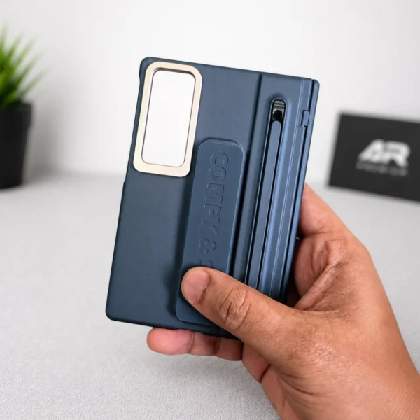 Samsung Galaxy Z Fold 8 Strap Case with Stylus Pen | Metal Camera Frame Kickstand Cover with Front Screen Protection