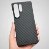 Samsung Galaxy S25 Ultra Carbon Fiber Texture Case Cover | Ultra Slim Lightweight Shockproof Back Cover Black