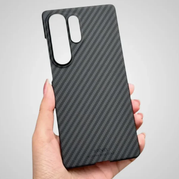 Samsung Galaxy S25 Ultra Carbon Fiber Texture Case Cover | Ultra Slim Lightweight Shockproof Back Cover Black