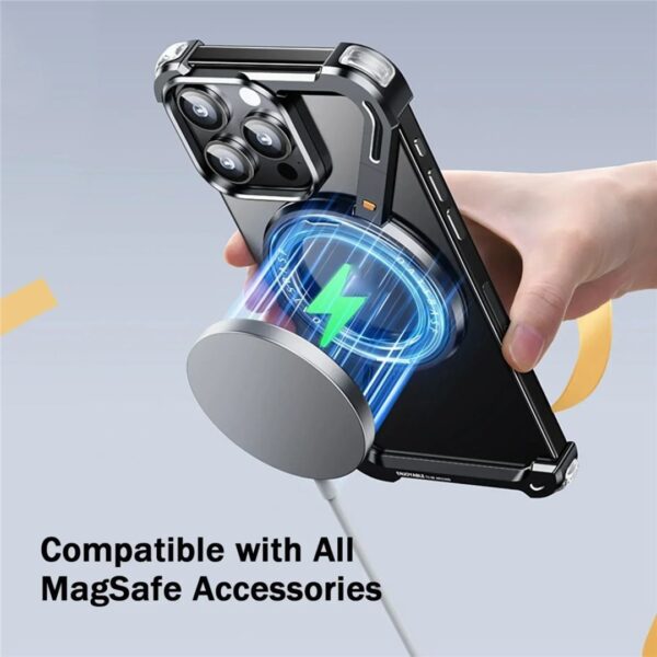 Z Shaped Metal MagSafe Bumper Case iPhone 16 Pro / 16 Pro Max | Metal Case with Kickstand | Bare Feel Rimless Phone Cover