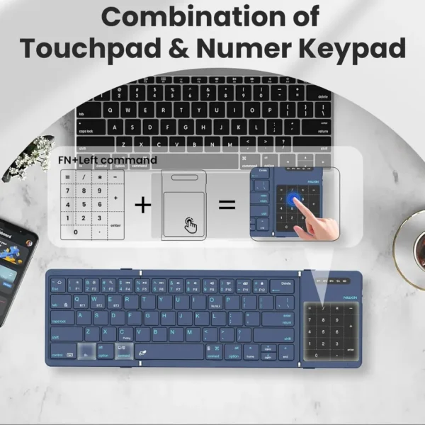 Nillkin Cube Foldable Bluetooth Keyboard with Touchpad & Number Pad for iPad, Laptop & Phone | Multi-Device Wireless Keyboard