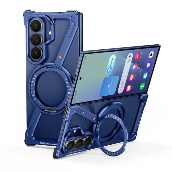 Z Shaped Metal MagSafe Bumper Case Galaxy Z Fold 7 | Metal Case with Kickstand | Bare Feel Rimless Phone Cover