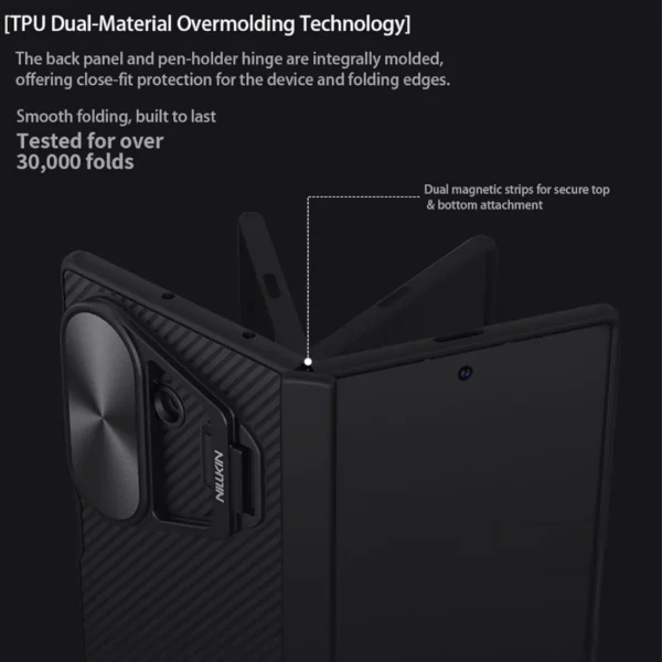 Nillkin CamShield Prop Case for Samsung Galaxy Z Fold 7 | Hinge Protection, Metal Camera Lens Cover & Kickstand | Heavy Duty Slim Fit Armor Cover - Black