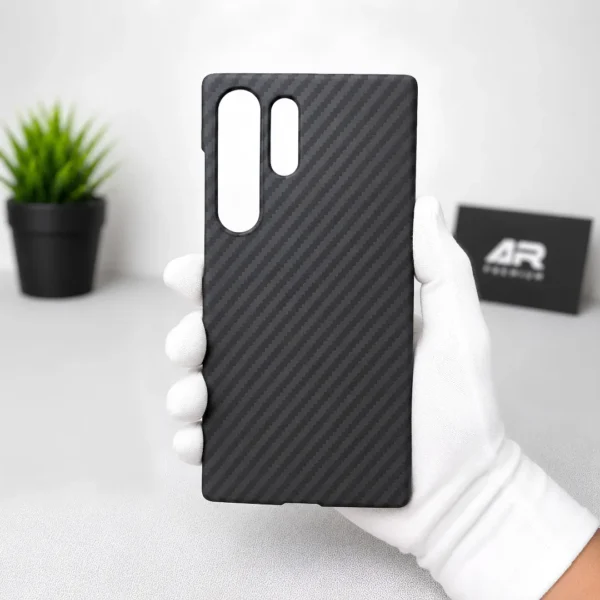 Samsung Galaxy S24 Ultra Carbon Fiber Texture Case Cover | Ultra Slim Lightweight Shockproof Back Cover Black