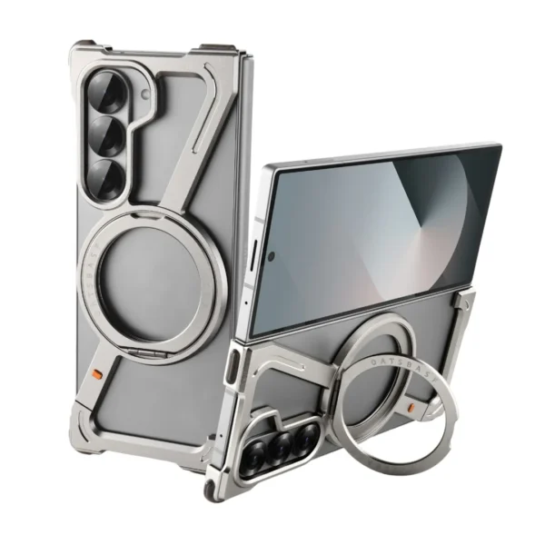 Z Shaped Metal MagSafe Bumper Case Galaxy Z Fold 6 | Metal Case with Kickstand | Bare Feel Rimless Phone Cover