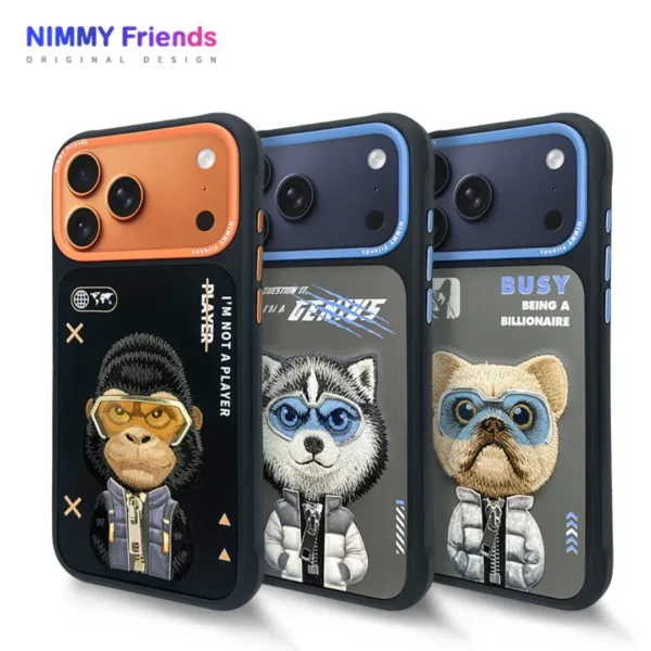 Nimmy Friends Cartoon Designer Case Cover for iPhone 17 Pro | Cute Animal Print Shockproof Matte Back Cover