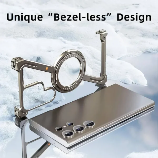 Z Shaped Metal MagSafe Bumper Case Galaxy S25 Ultra | Metal Case with Kickstand | Bare Feel Rimless Phone Cover
