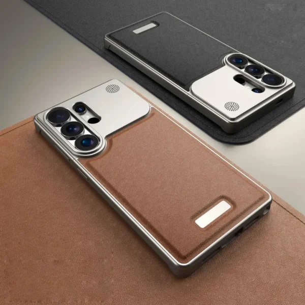NJOYNY Aluminum Leather Case for Galaxy S26 Ultra | MagSafe Aroma Cover