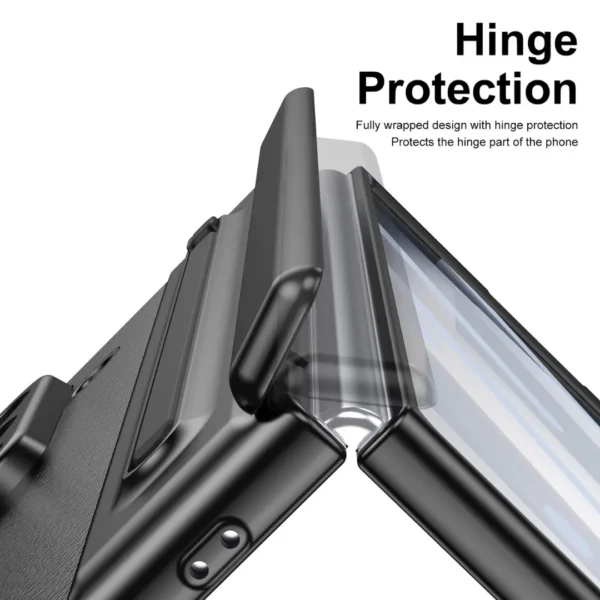 Samsung Galaxy Z Fold 7 Leather Case with S Pen | Hinge Protection Cover with Screen Protector | Shockproof Stylus Case