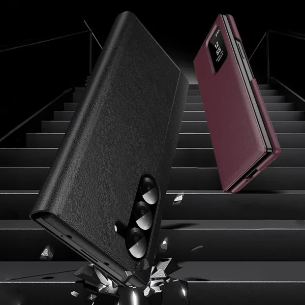 imgi_10_202508080919544900_Hb31b7e6ac5154a83b3f2e809f87ded20P.webp Samsung Galaxy Z Fold 7 Flip Case | Smart View Leather Wallet Cover Card Holder Protective Premium Phone Case
