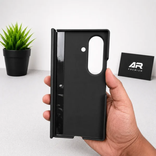 Samsung Galaxy Z Fold 8 Ultra Hard Leather Case with Metal Stand & Tempered Glass