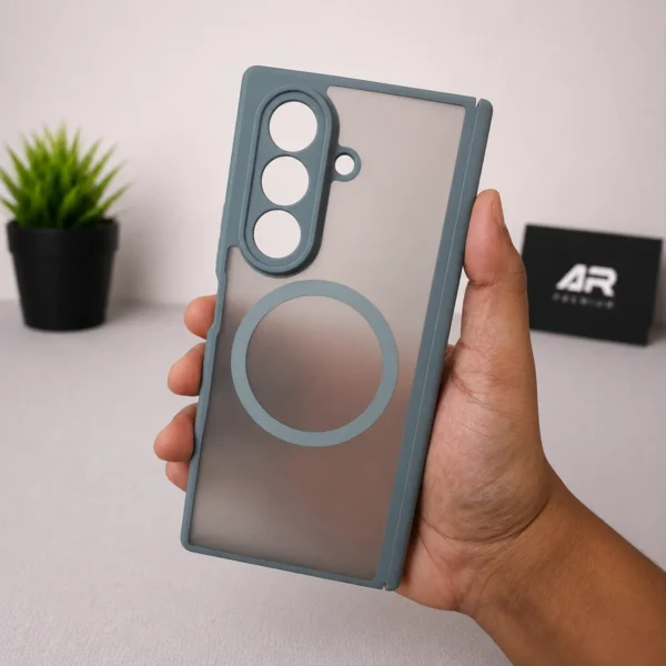 Samsung Galaxy Z Fold 7 Magsafe Transparent Matte Back Case - Shockproof Slim Grey Cover