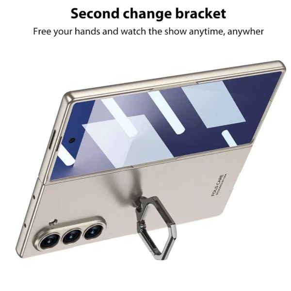 Samsung Galaxy Z Fold 6 Metal Ring Holder Case with 360° Rotating Kickstand Protective Armor Cover