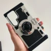 Samsung Galaxy S24 Ultra Emily in Paris Vintage Retro Camera Case with Detachable Lanyard – Black Silver