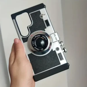 Samsung Galaxy S24 Ultra Emily in Paris Vintage Retro Camera Case with Detachable Lanyard – Black Silver