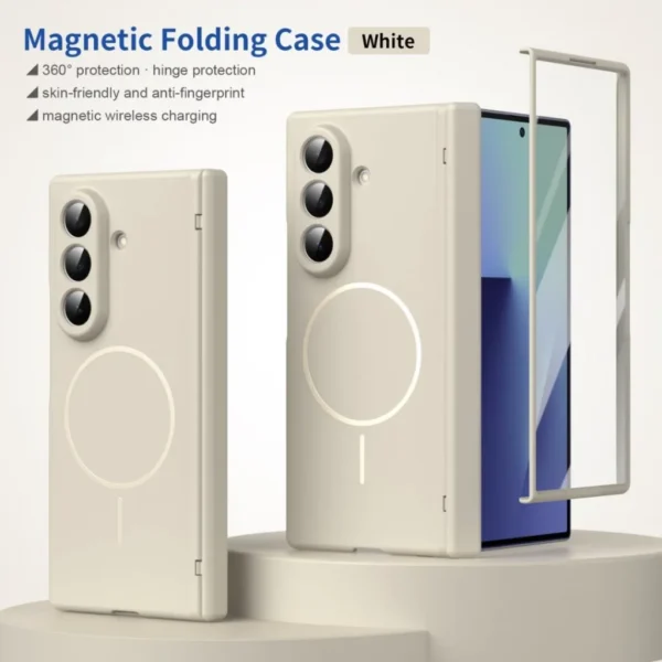 Samsung Galaxy Z Fold 8 Ultra Case with Hinge Protection | Skin Feel Thin Magnetic Phone Cover | Slim Shockproof Protection