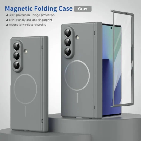 Samsung Galaxy Z Fold 8 Ultra Case with Hinge Protection | Skin Feel Thin Magnetic Phone Cover | Slim Shockproof Protection
