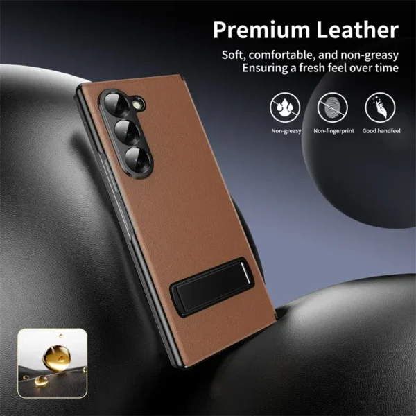 Samsung Galaxy Z Fold 8 Ultra Leather Flip Case with Magnetic Kickstand & Hinge Protection