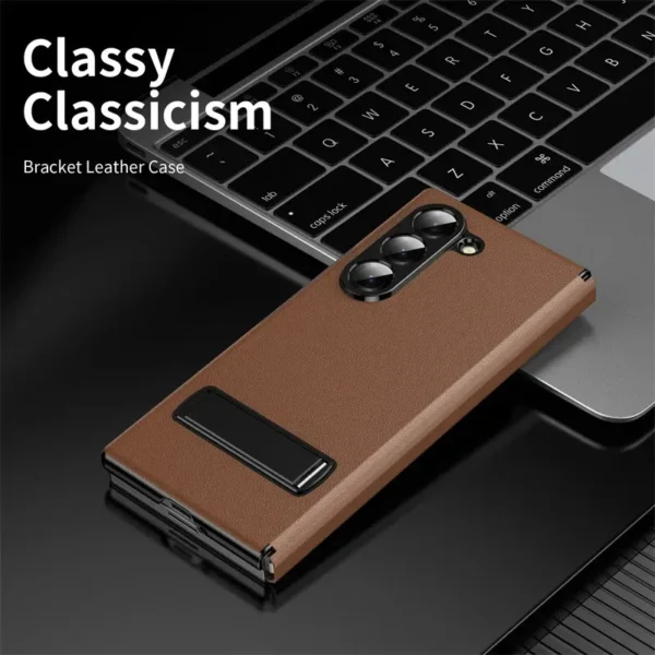 Samsung Galaxy Z Fold 8 Ultra Leather Flip Case with Magnetic Kickstand & Hinge Protection