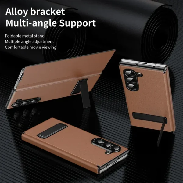 Samsung Galaxy Z Fold 8 Ultra Leather Flip Case with Magnetic Kickstand & Hinge Protection
