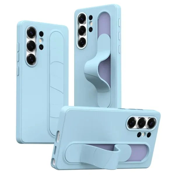 Samsung Galaxy S26 Ultra Standing Grip Case Cover | Soft Silicone Shockproof Back Cover with Foldable Strap Stand