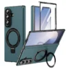 Samsung Galaxy Z Fold 8 Ultra Magnetic Case with Kickstand | PU Leather Coated PC Phone Cover | Tempered Glass Screen Protector