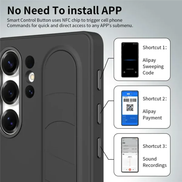 Samsung Galaxy S25 Ultra Standing Grip Case Cover | Soft Silicone Shockproof Back Cover with Foldable Strap Stand
