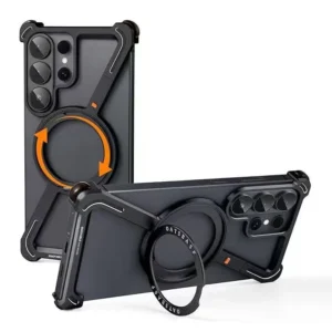 Z-Shape Metal Bumper Frame MagSafe Case for Galaxy S26 Ultra | Rotating Metal Stand Back Cover