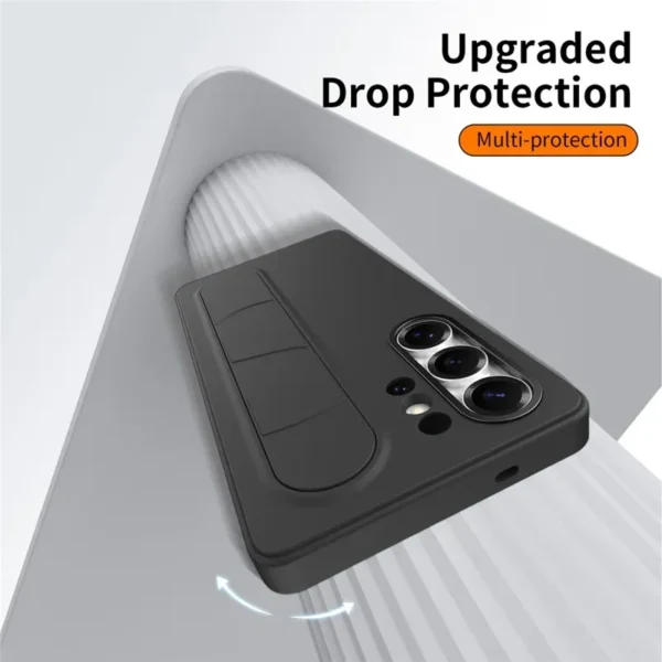 Samsung Galaxy S25 Ultra Standing Grip Case Cover | Soft Silicone Shockproof Back Cover with Foldable Strap Stand