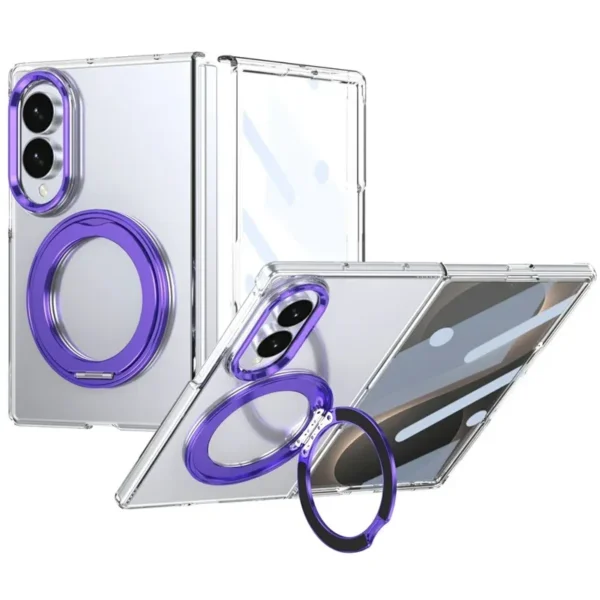 Samsung Galaxy Z Fold 8 Transparent Case with Rotating Metal Stand | Ravaka