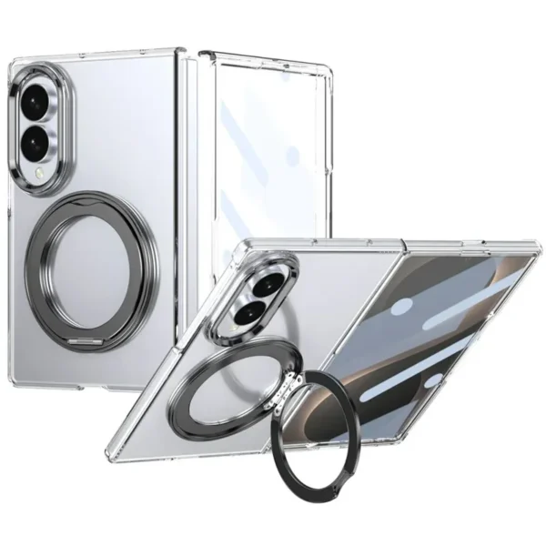 Samsung Galaxy Z Fold 8 Transparent Case with Rotating Metal Stand | Ravaka