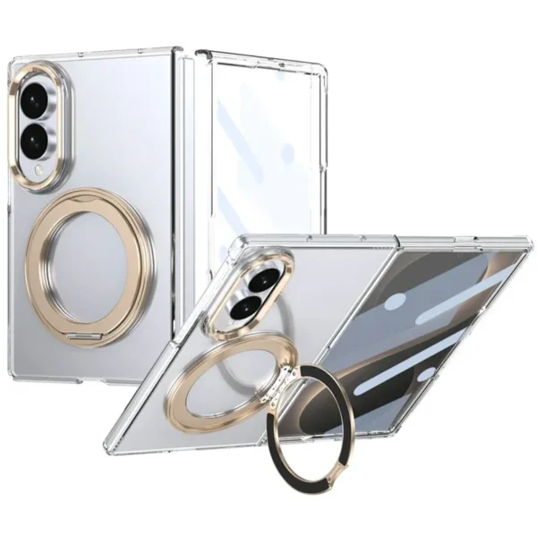 Samsung Galaxy Z Fold 8 Transparent Case with Rotating Metal Stand | Ravaka