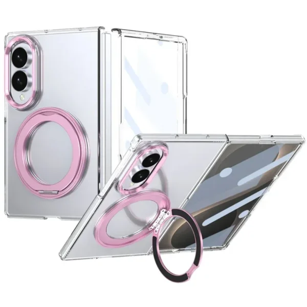 Samsung Galaxy Z Fold 8 Transparent Case with Rotating Metal Stand | Ravaka