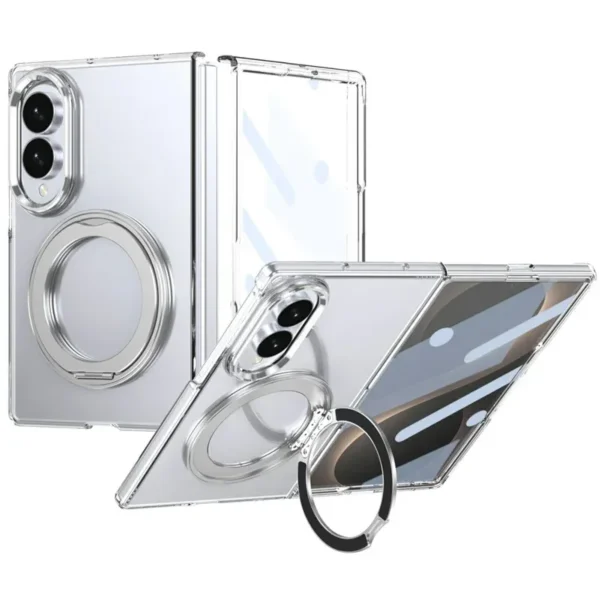 Samsung Galaxy Z Fold 8 Transparent Case with Rotating Metal Stand | Ravaka