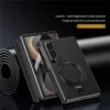 Samsung Galaxy Z Fold 8 Magnetic Case with Kickstand | PU Leather Coated PC Phone Cover | Tempered Glass Screen Protector